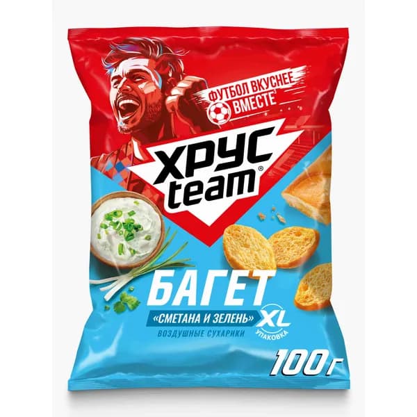 Сухарики Хрусteam Багет сметана-зелень, 100 г
