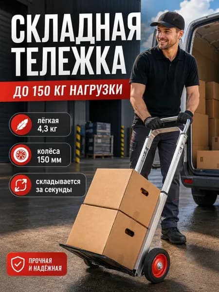 Грузовая тележка складная 6 колес для коробок до 260 кг