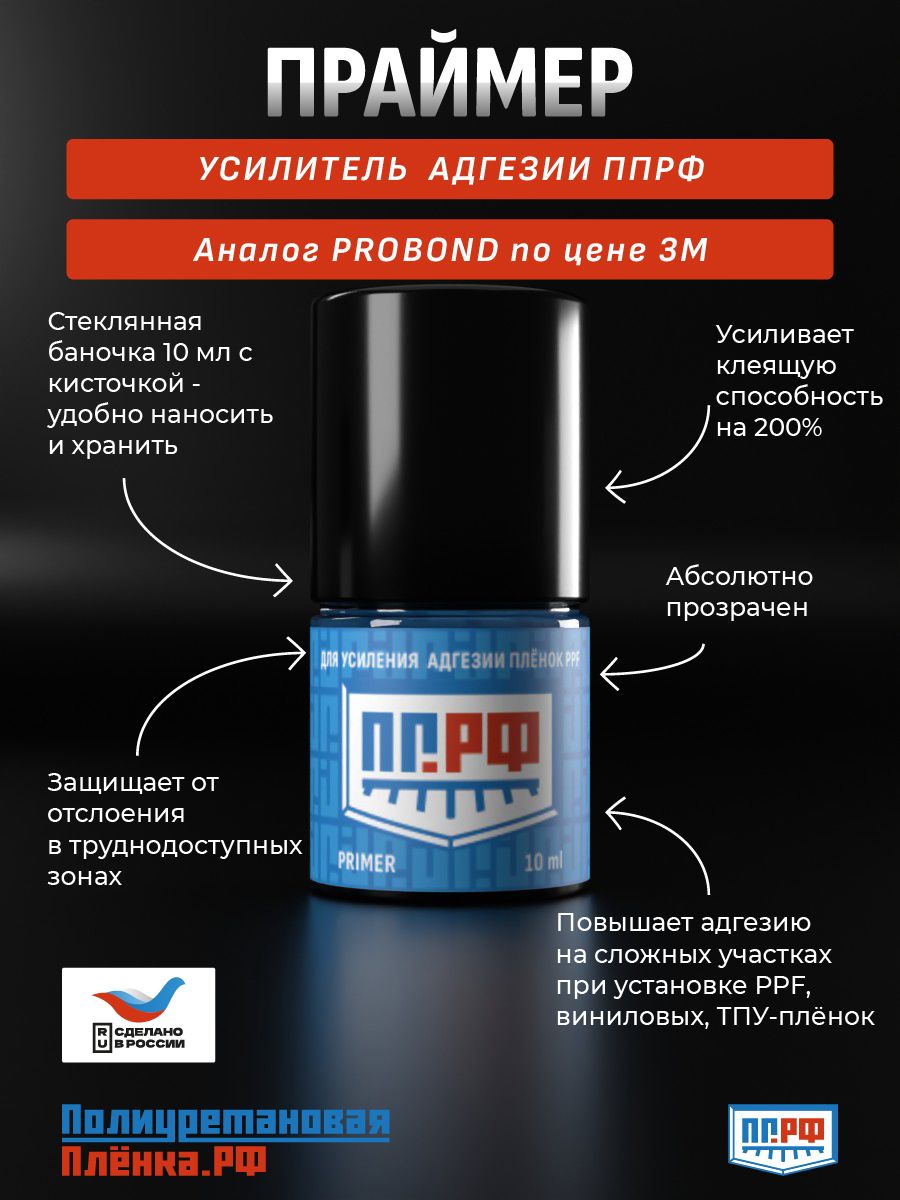 Праймер для пленки авто ППРФ, усилитель адгезии пленок PPF, 10 мл