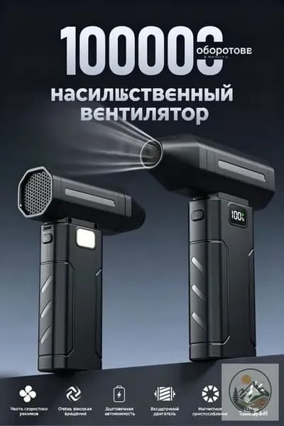 Фен для розжига углей с аккумулятором / воздуходувка для костра с встроенным фонариком / вентилятор для гриля и барбекю