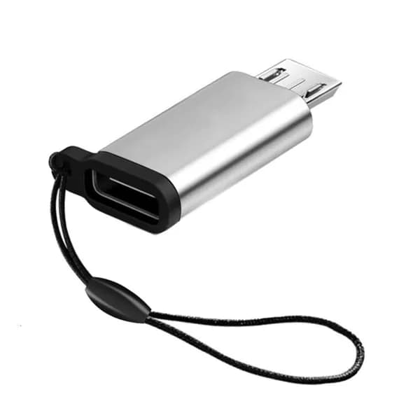 Адаптер USB-C micro-USB с ремешком, Серебро