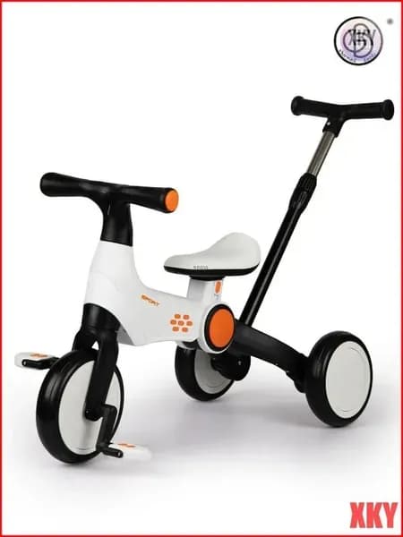 Велосипед трехколесный детский с ручкой SAFARI TRIKE. Трансформер, бело-черный