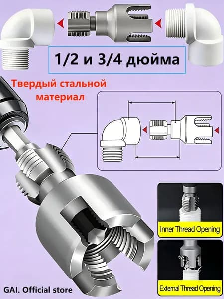 Комплект резьбонарезного инструмента 1/2 + 3/4 дюйма, подходит для труб PPR/PVC диаметром 1/2 и 3/4 дюйма