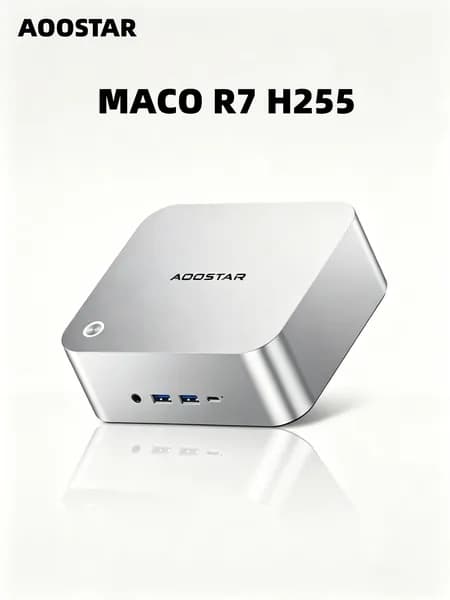 AOOSTAR Мини-ПК MACO,1*OCULINK/ 2*USB4/1*DP1.4 (AMD Ryzen 7 H 255, RAM Отсутствует, AMD Radeon 780M, Без ОС), AOOSTAR MACO, серебристый