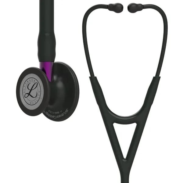 Стетоскоп Littmann Cardiology IV Черная трубка, черная акустическая головка с фиолетовым стеблем, 69 см, 6203
