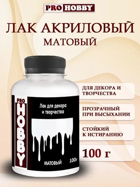 PROHOBBY Лак акриловый матовый художественный для декора, для картин, для раскрасок, для творчества 100 г