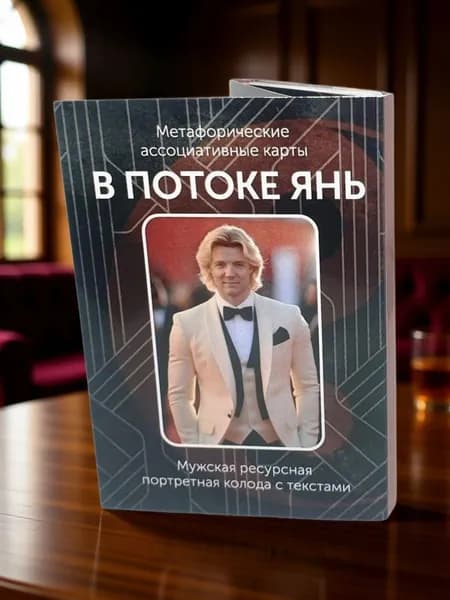 Метафорические карты 3 в 1 "В потоке ЯНЬ", прототип статусного мужчины", мужской архетипический комплект мини-мак с текстами, 70х100мм, автор Суворова Елена