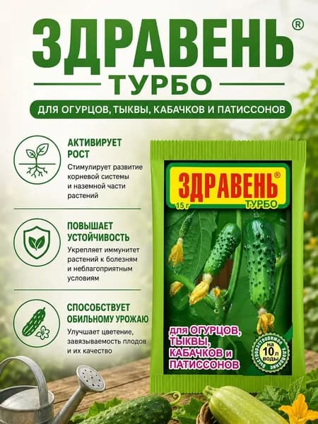 Удобрение Здравень Турбо для огурцов 15 гр