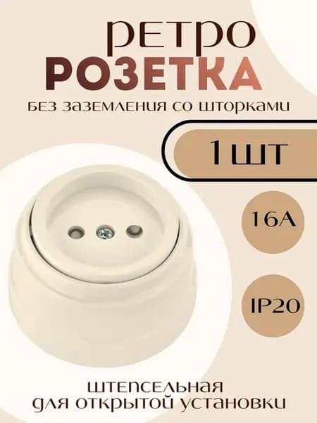 Розетка накладная одинарная без заземления 1 шт