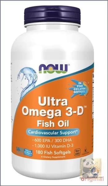 Омега 3 Ультра, витамин Д3 NOW Ultra Omega 3-D Fish Oil, 180 гелевых капсул (капсулы массой 1508 мг))