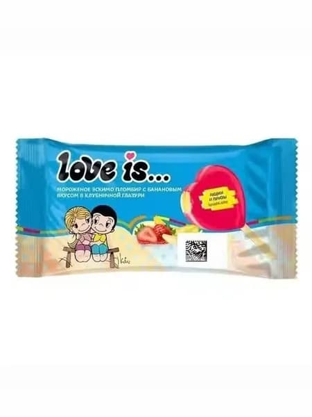 Мороженое пломбир Love is банан-клубника БЗМЖ 65 г