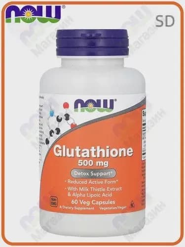 NOW Foods, Глутатион, Glutathione 500mg, 60 вегетарианских капсул