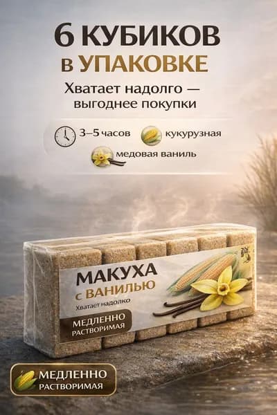 Макуха с ванилью рыболовная, 6 кубиков, медленно растворимая, на карпа и фидер