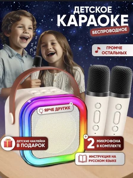 Колонка караоке с микрофонами подарок