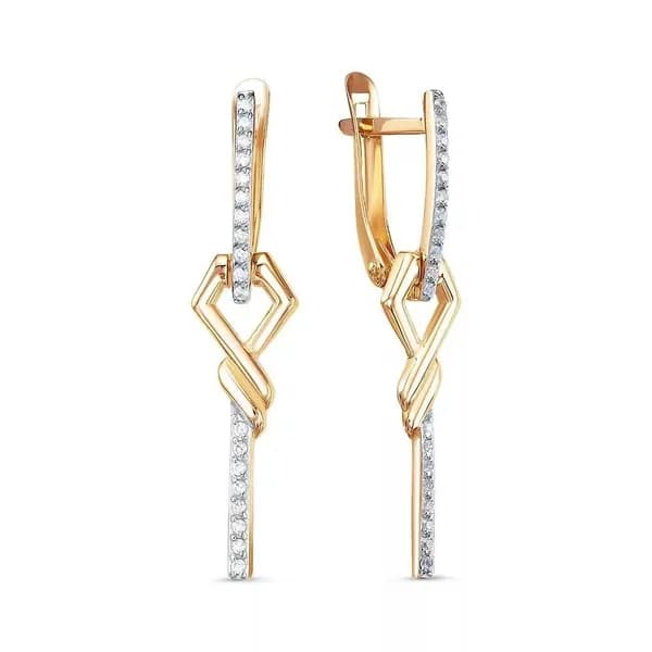 Серьги женские с фианитами из красного золота 375 пробы 585GOLD