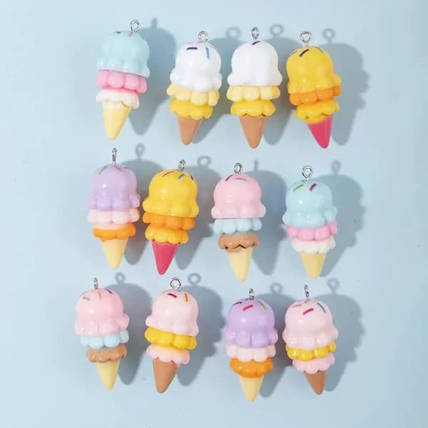 Подвески-мороженое из смолы, 5 шт., конфетные цвета, для DIY украшений (серьги, браслеты, кулоны)