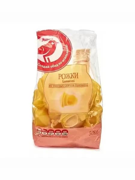 Макаронные изделия АШАН Красная птица Lumaconi Рожки 500 г