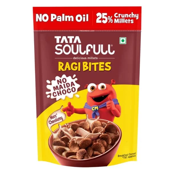 Soulfull Ragi Bites шоколадные, 375 г мультизерновые снеки из 7 злаков, без рафинированной муки, источник белка и кальция