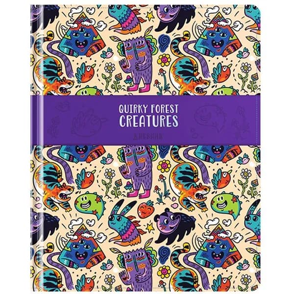 Дневник школьный 1-11 кл. 48л. (твердый) Greenwich Line "Creatures", иск кожа, печать, комбинация материалов, тиснение фольгой, тон. блок, ляссе (DSK_43666)