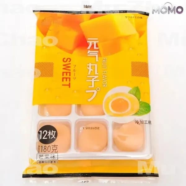 Рисовое моти (mochi, мочи) пирожное со вкусом манго без сахара 180гр/ Азиатские сладости/ Клецки из рисовой муки с начинкой/ Япония, Корея, Китай