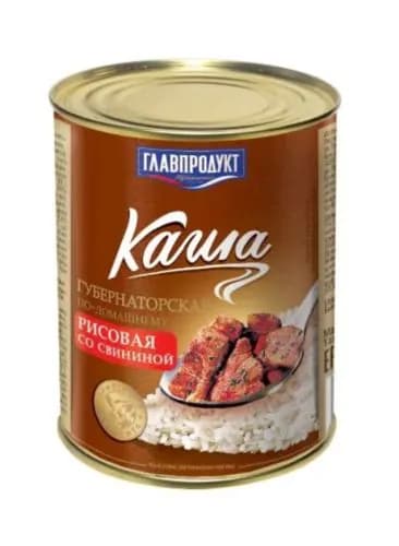 Главпродукт Каша рисовая со свининой, Губернаторская по-домашнему, томленая, 340 г