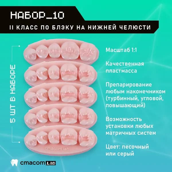 Набор#10 Модели для реставрации зубов/5 штук/16 зубов/ тренировочные модели