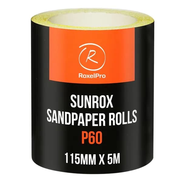 RoxelPro Наждачная бумага SUNROX в рулоне 115мм х 5м, золотистая, Р60