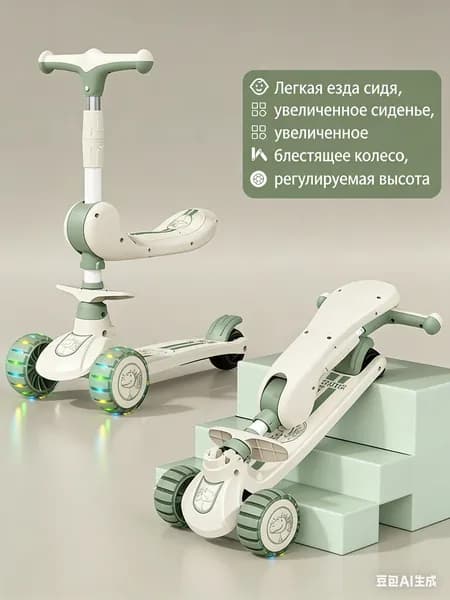 Самокат A#1024007074545, зеленый