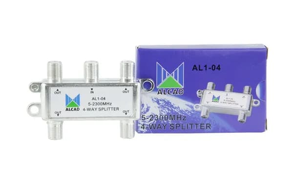 Делитель сигнала Alcad 5-2300 MHz, эфирно-спутниковый делитель сигнала тв на 4 F-выхода