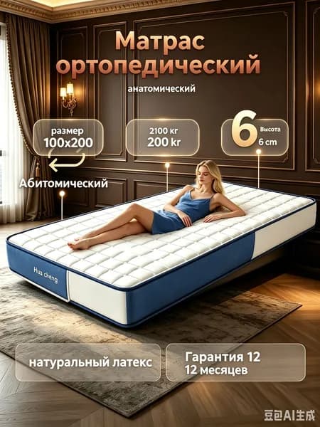 Матрас, Беспружинный, 100х200 см
