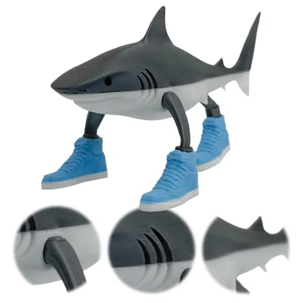 фигурка акулы с кроссовками, 3D-модель, вес 32 г