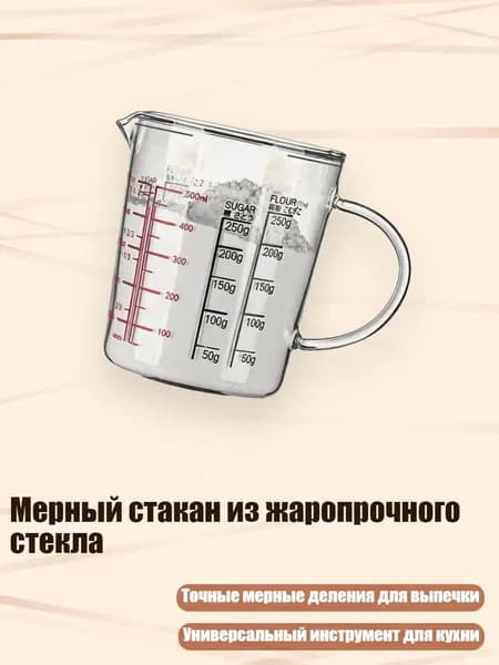 Мерный стакан из жаропрочного стекла, - 2