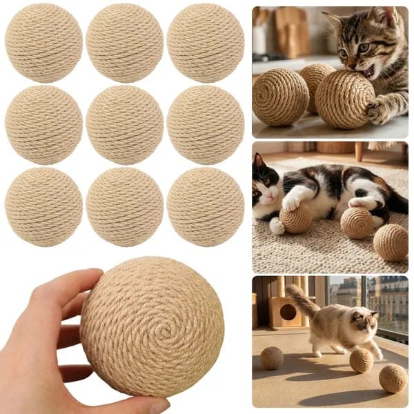Джутовый мяч в форме кошки,Игрушка для животных, 1 шт
