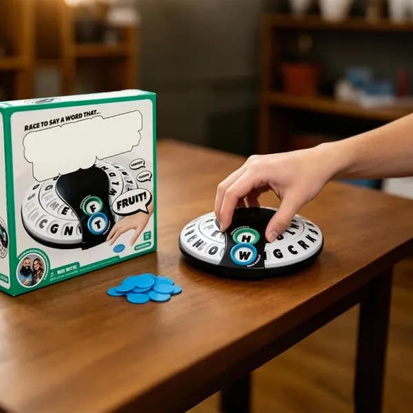 Игра со словами Spin & Shout с вращающимся диском и жетонами