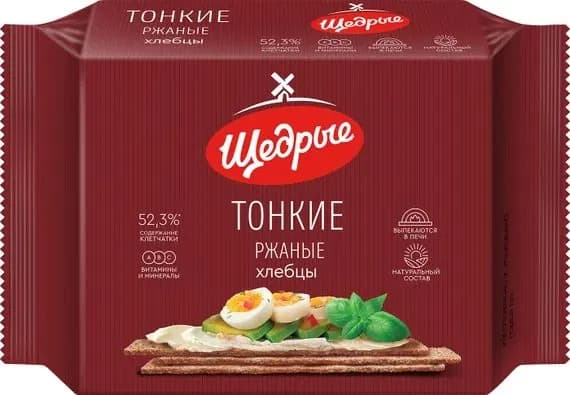Хлебцы Щедрые Ржаные тонкие 170г