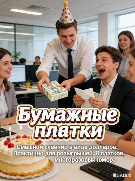 Бумажные платки доллары 8 шт, смешной сувенир и практичный аксессуар для розыгрышей и подарков