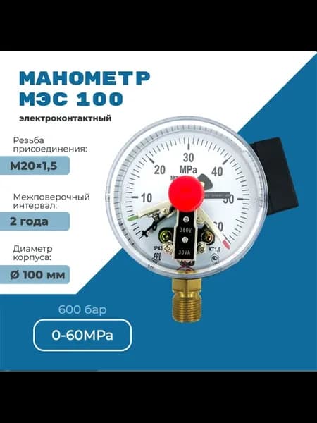 Манометр электроконтактный 600 бар