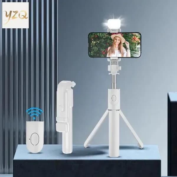 360 вращающаяся селфи-палка с Bluetooth, подсветкой и штативом