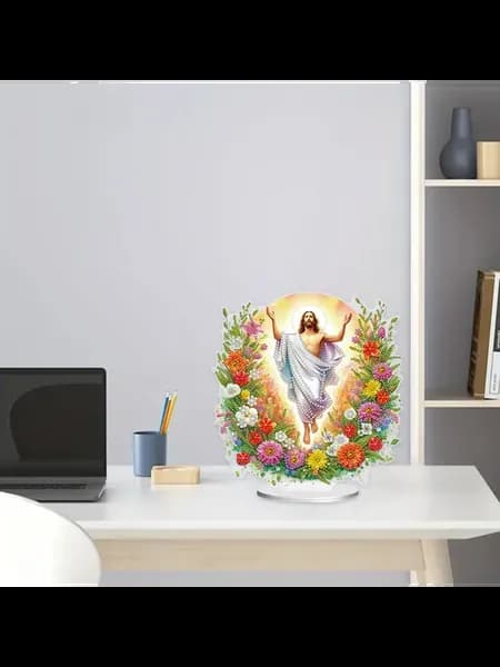 2D-дизайн DIY набор для дерева с цветами Иисус, стол декор