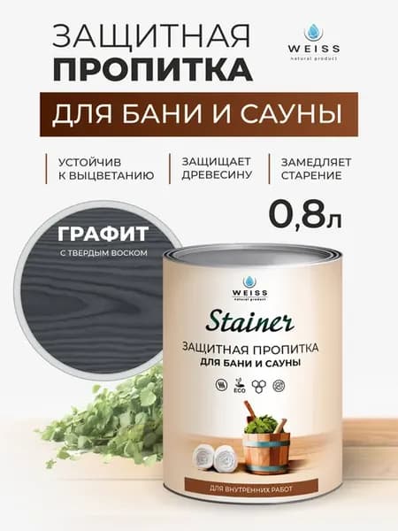 Пропитка для бани и сауны антисептическая 0.8л Графит