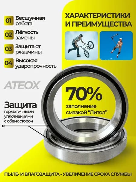 Промподшипники для самокатов и велосипедов bmx mtb 2 шт, 7 мм