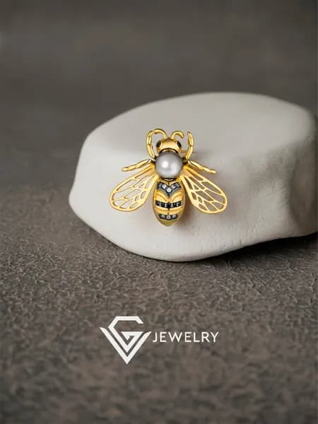 Брошь 925 пробы с жемчугом белым