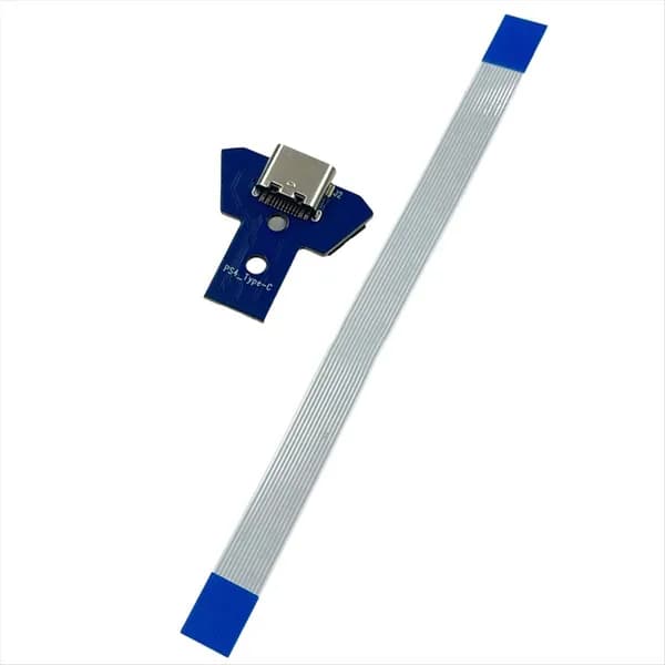 Самодельная замена платы разъема зарядки Type-C для PS4 с LED-подсветкой.