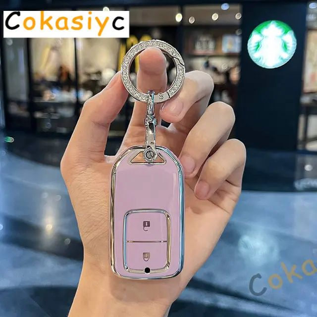 Чехол-брелок для автомобильного смарт-ключа из ТПУ Honda CRV CR-V Fit Civic Accord HR-V HRV City Odyssey XR-V, защитный держатель ключей.-----Кольцо ленты Purple Set