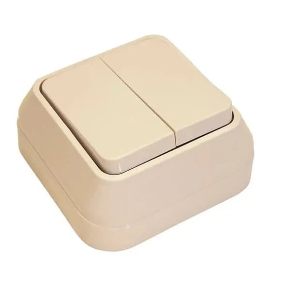 Выключатель MAKEL Siva Ustu о/у двухклавишный. кремовый, 250В 10А IP20 (45203)