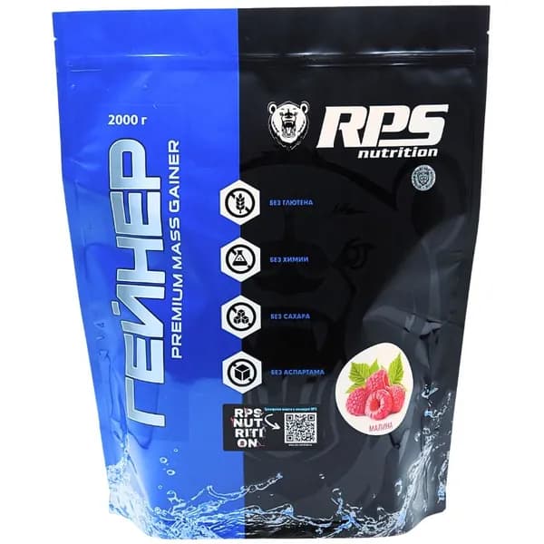 Гейнер для набора веса, массы RPS Nutrition Premium Mass Gainer, 2000 г, малина
