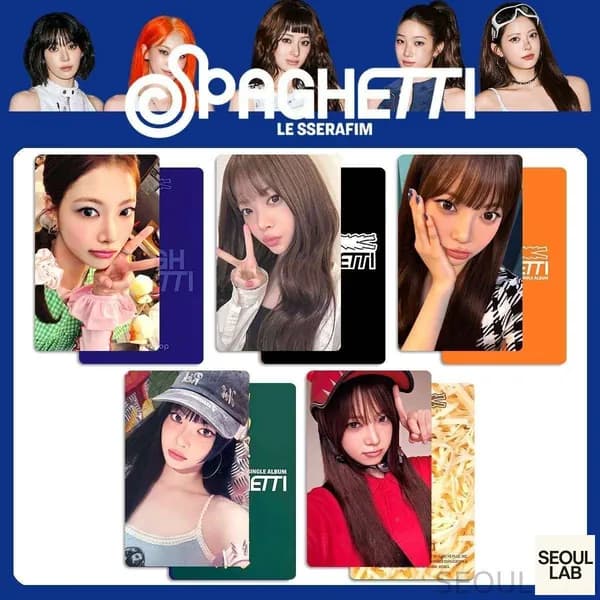 Карточки LE SSERAFIM Spaghetti Фотокарточки Коллекционная карточка 5.4*8.6cm 5 шт