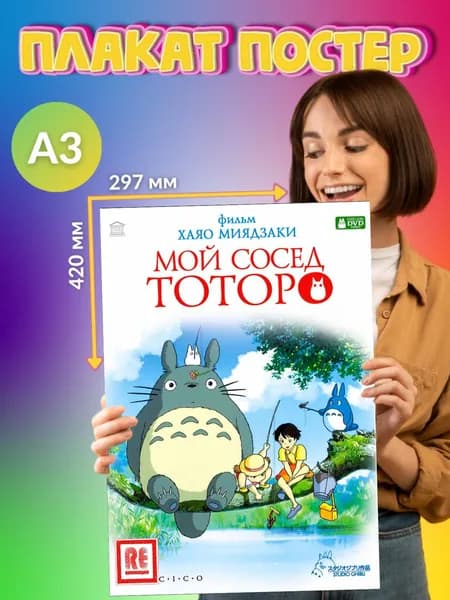 Плакат Постер Мой Сосед Тоторо Totoro Аниме