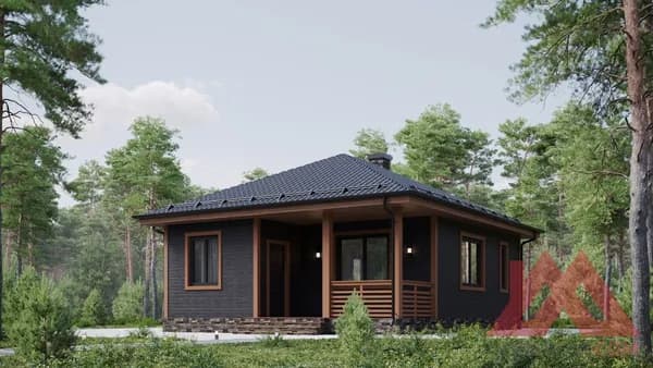 Архитектурное решение каркасной бани "Тиана", 8*9м, 55 м.кв