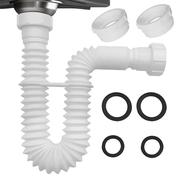 Гибкая сливная труба для раковины 1-1/2" и 1-1/4" для измельчителя пищевых отходов, сифон с адаптером.